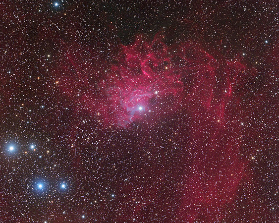 The Flaming Star Nebula in H-Alpha + RGB
